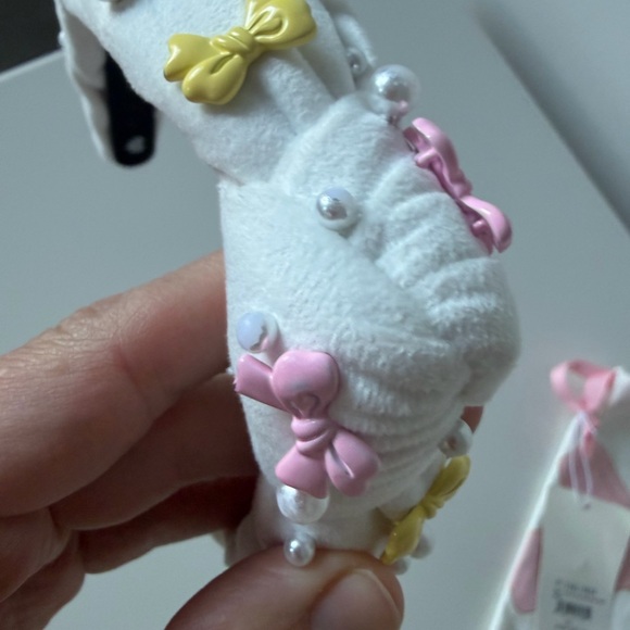 Lele Sadoughi Kids White Headband with Pink and Yellow Details - Picture 5 of 10